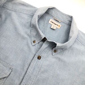 Carhartt Relaxed Fit Short Sleeve Shirt Solid Blue Button Down Cotton Men’s XL